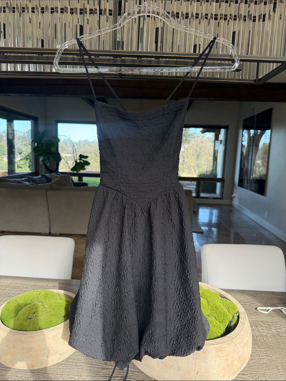 Astr Black Textured Spaghetti-Strap Mini Dress